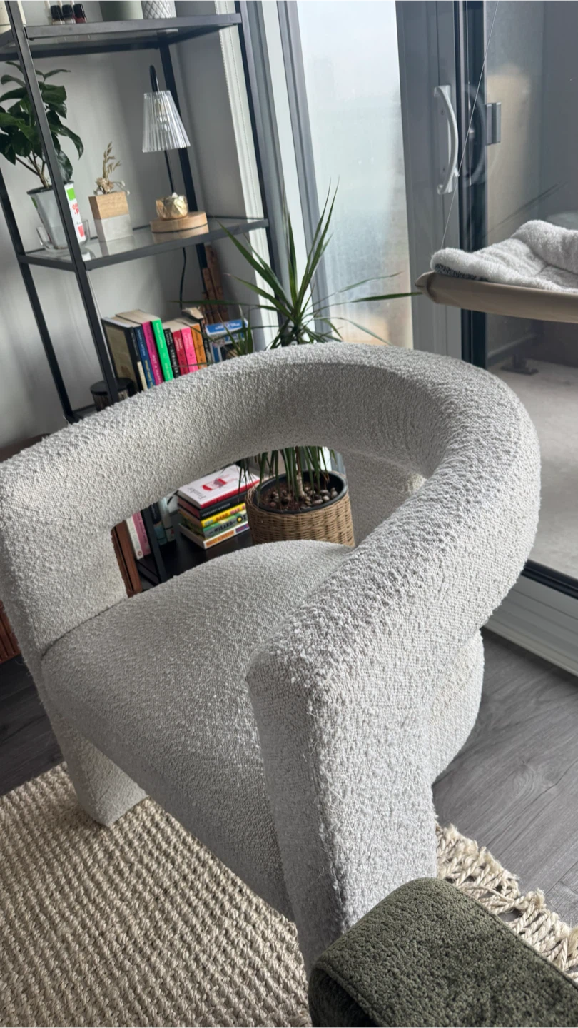 Cream Bouclé Accent Chair - photo 3