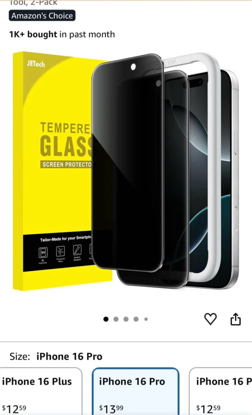 JETech Tempered Glass Screen Protector for iPhone 16 - photo 3