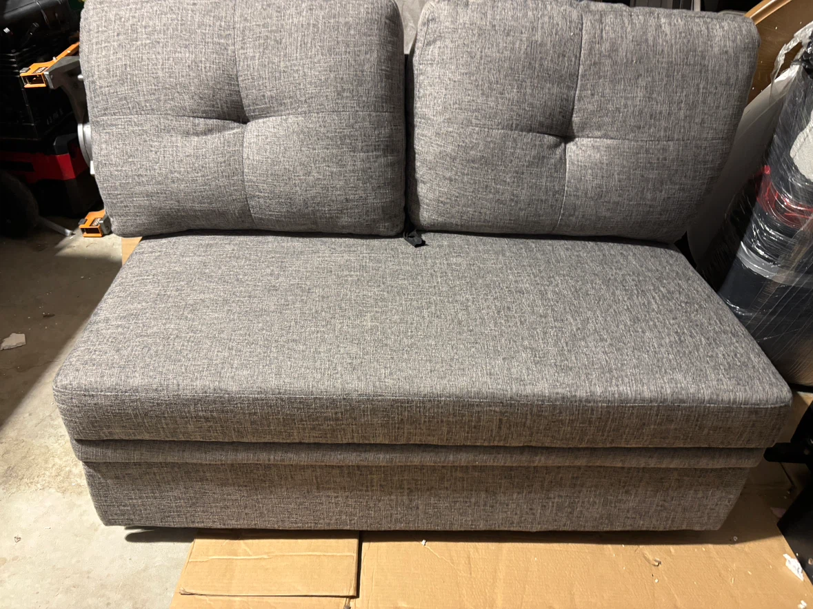 Grey Fabric Loveseat pull out Sofa