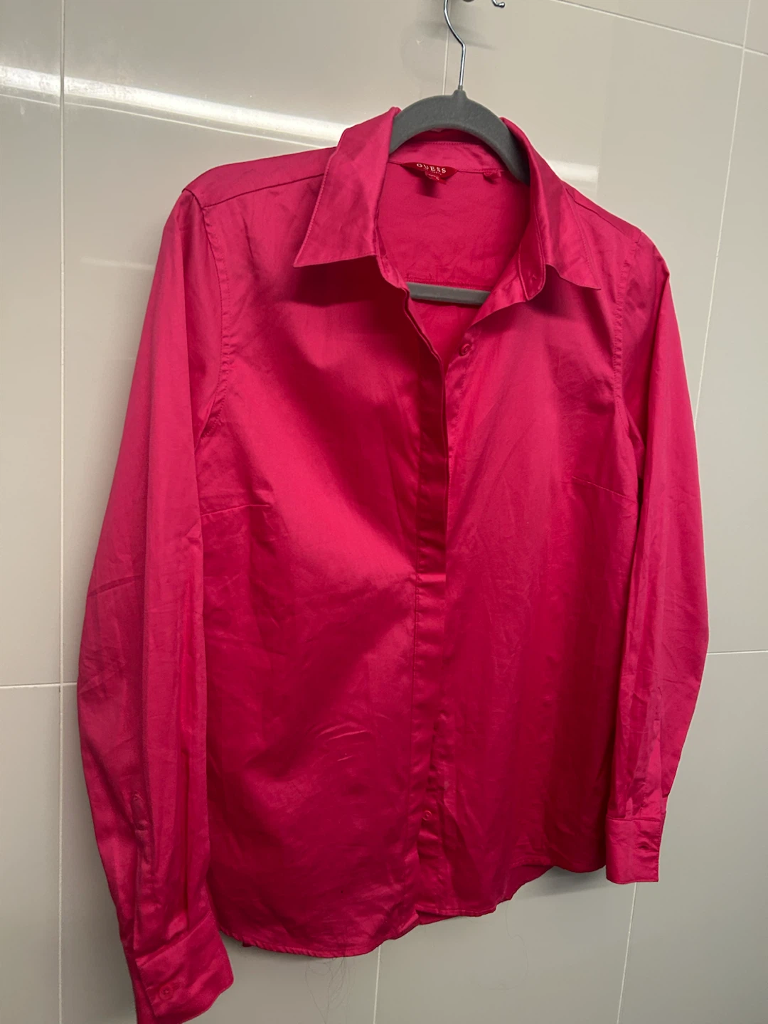Guess Hot Pink Long Sleeve Button Down Shirt