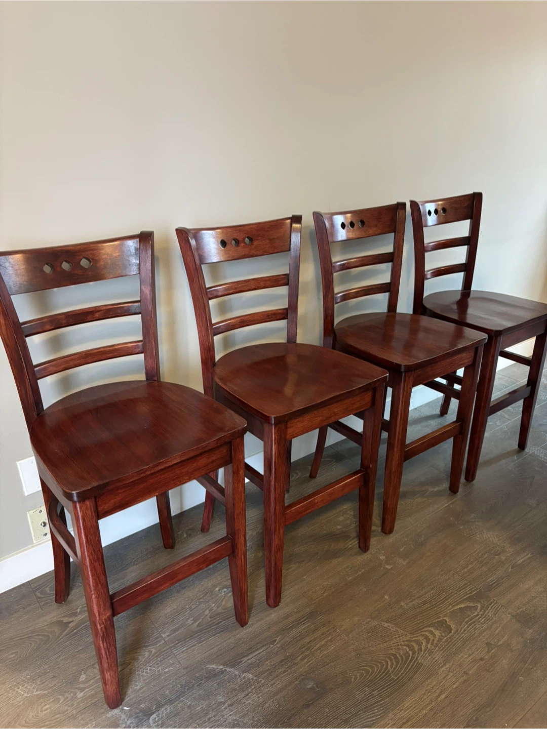 Set of 4 Wooden Bar Stools - photo 2