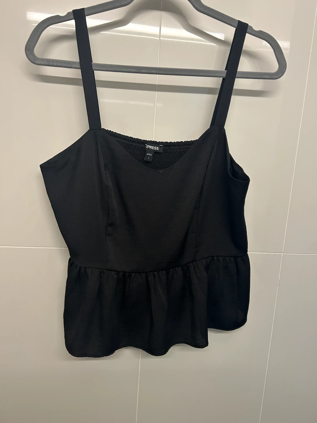 Express Black Smocked Peplum Tank Top