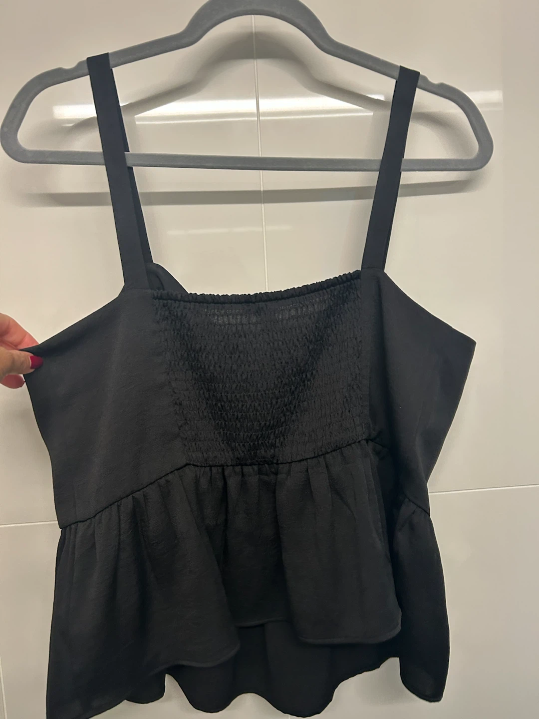 Express Black Smocked Peplum Tank Top - photo 2