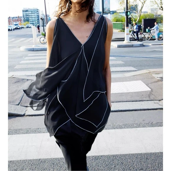 ZARA Women's Black Layered Sleeveless Top