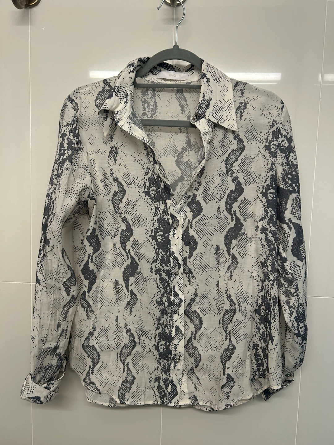 MNG Snake Print Button-Up Shirt