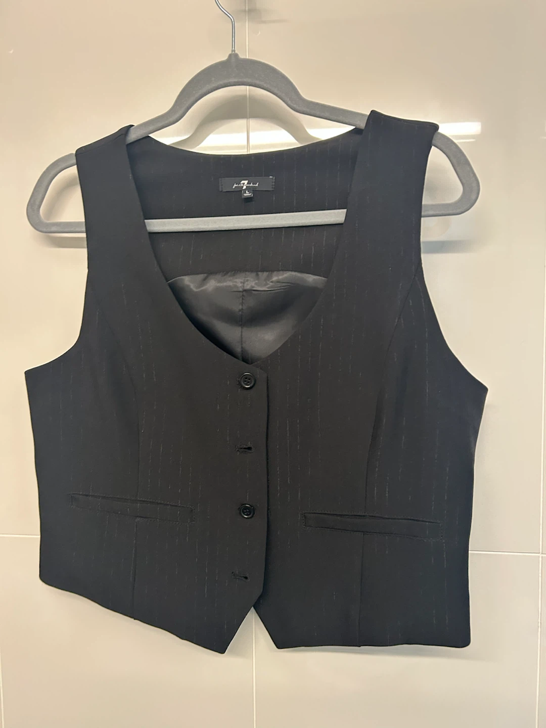 7 For All Mankind Pinstripe Vest Black