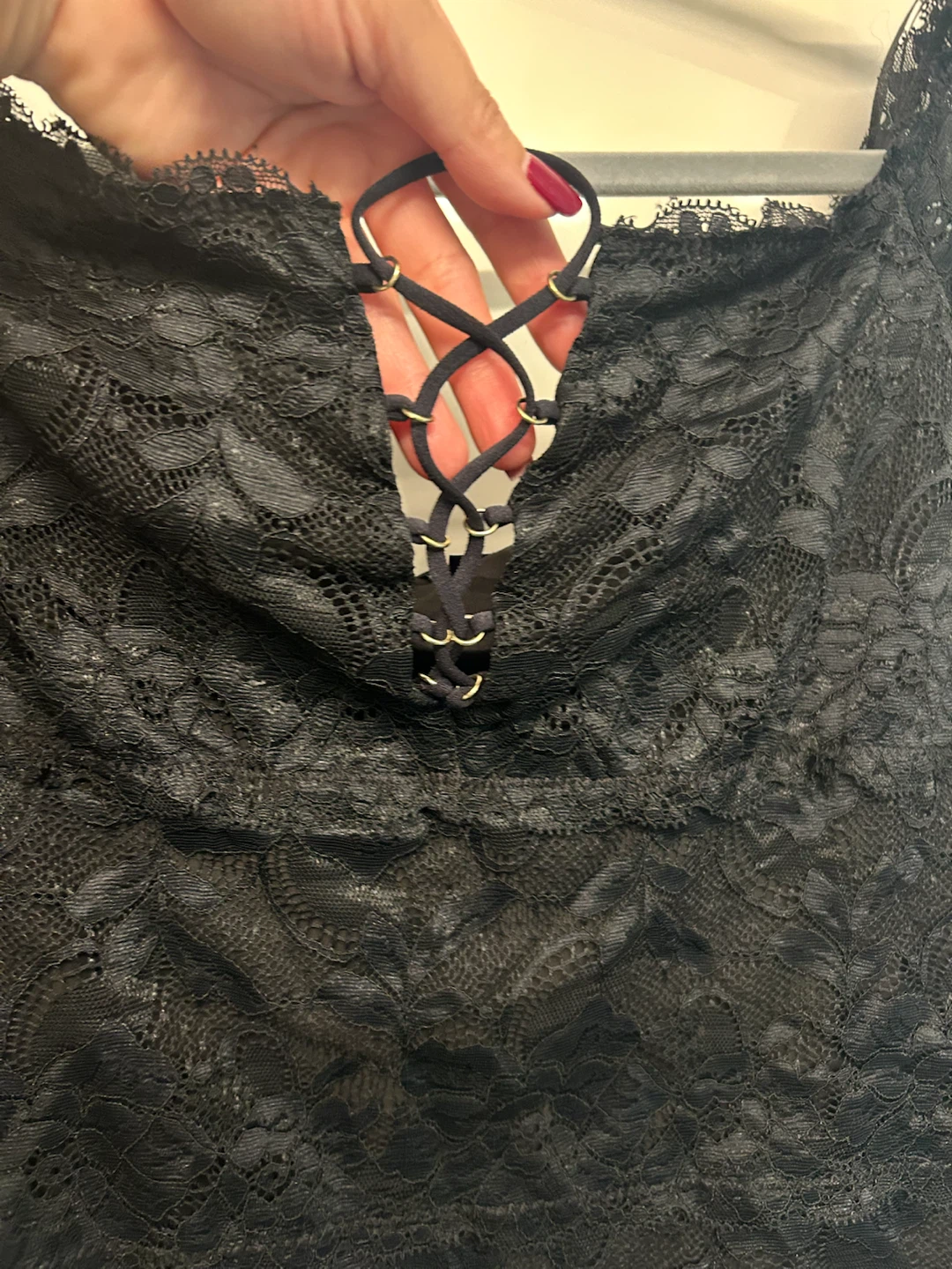 Guess Black Lace Long Sleeve Top