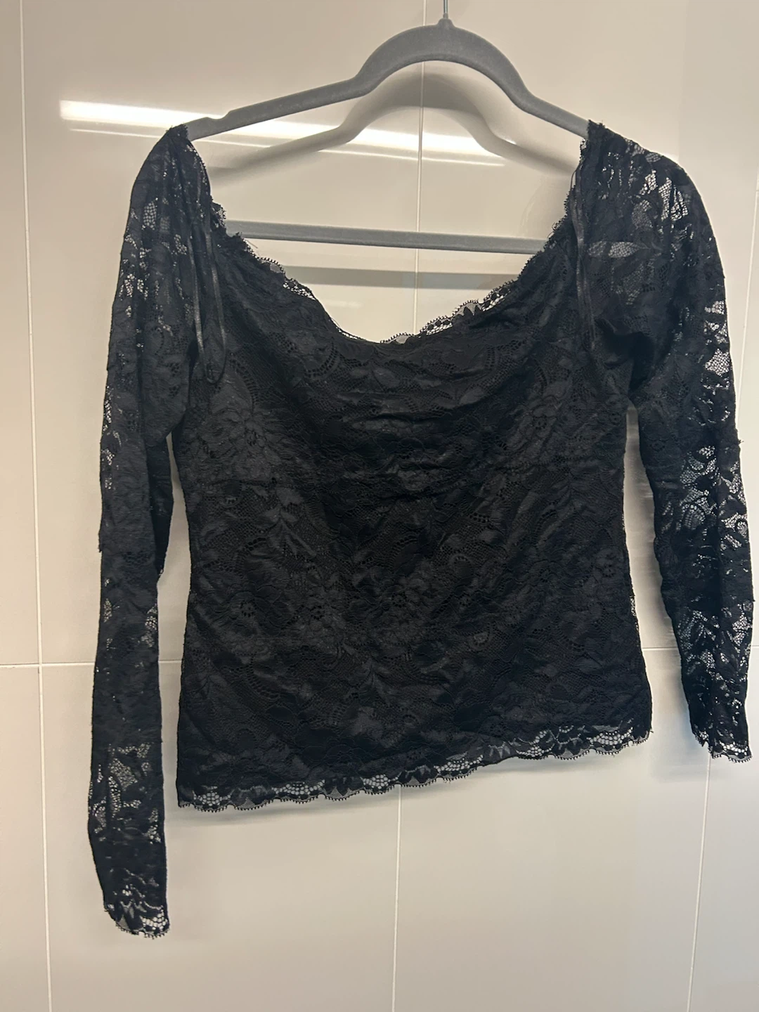 Guess Black Lace Long Sleeve Top - photo 4