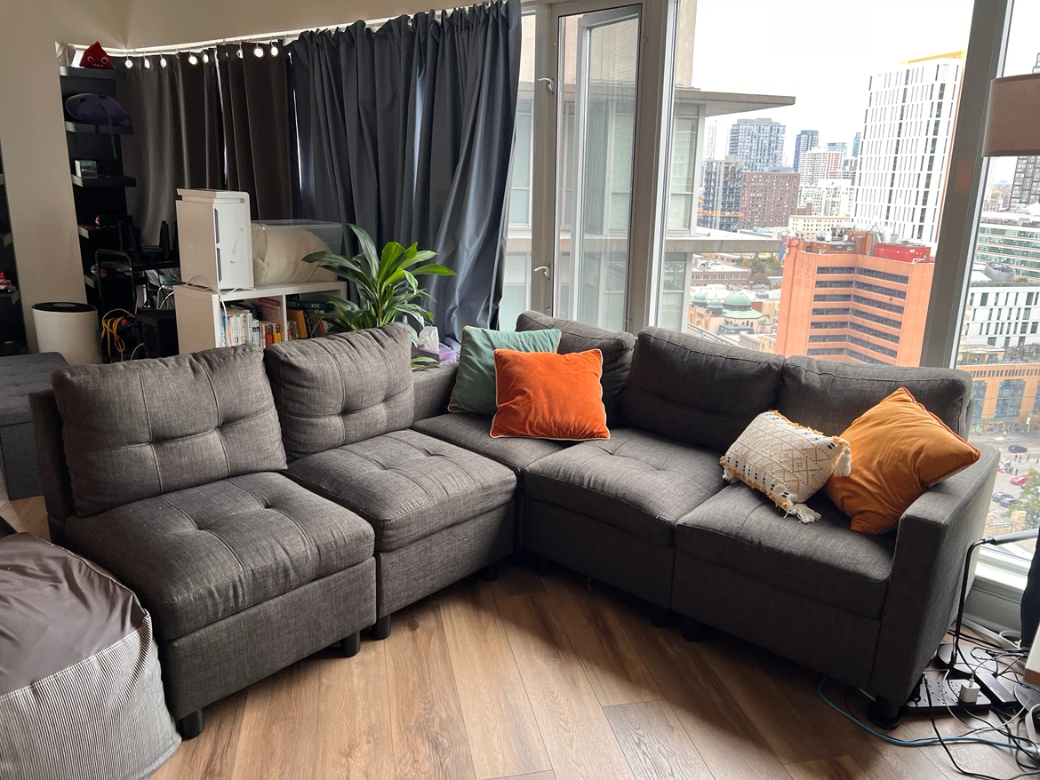 Gray modular sofa (5-seat)