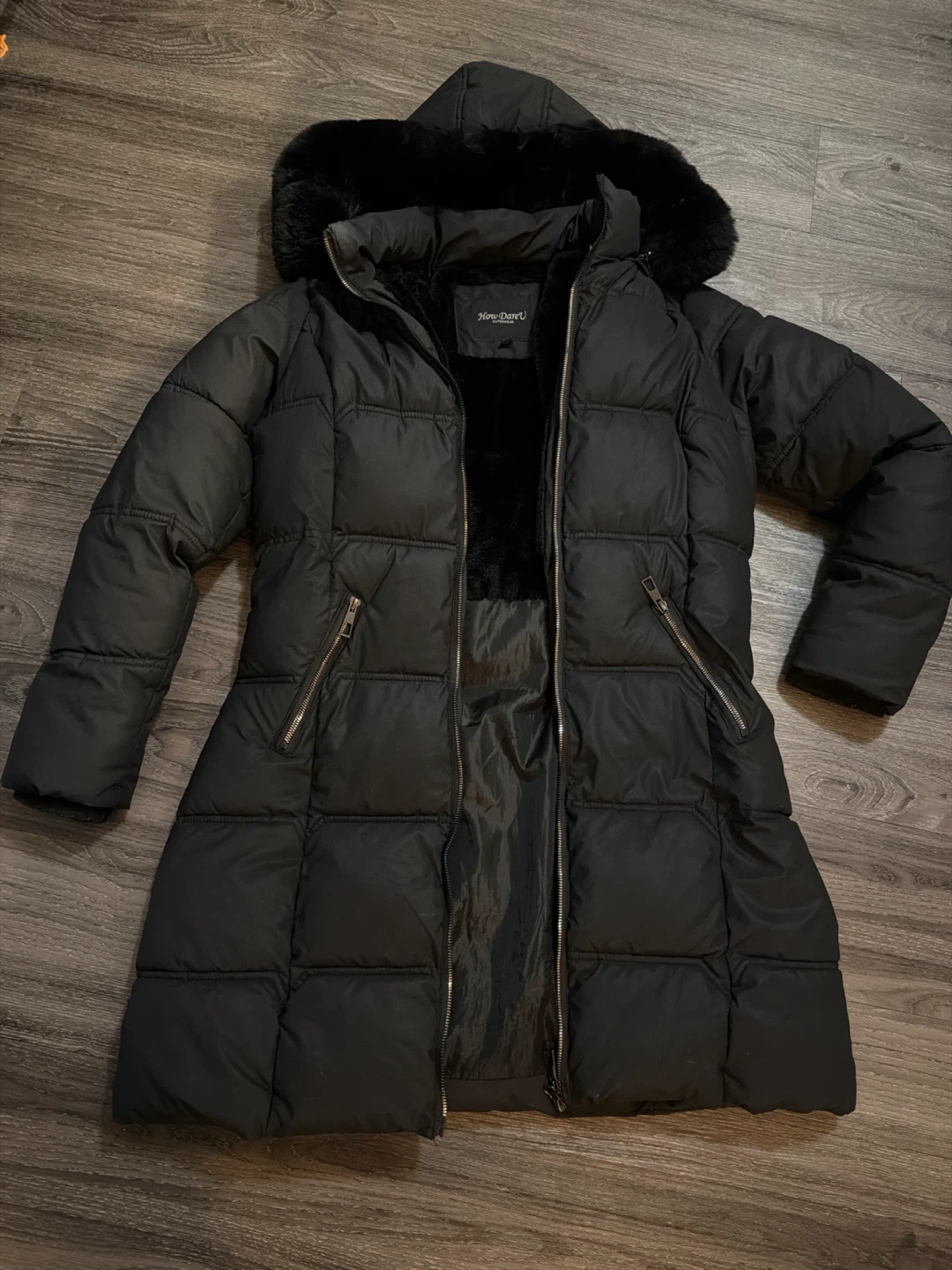 Black snow jacket, Puffer Coat