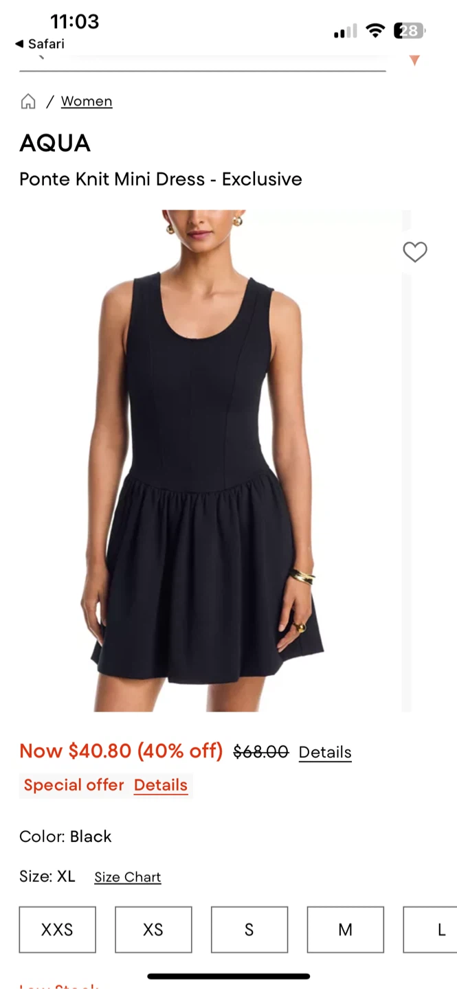 AQUA Black Ponte Knit Mini Dress
