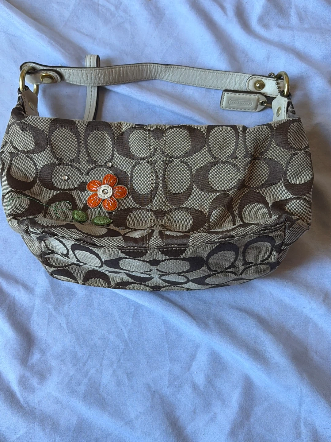 Coach Signature Flower Detail Shoulder Bag