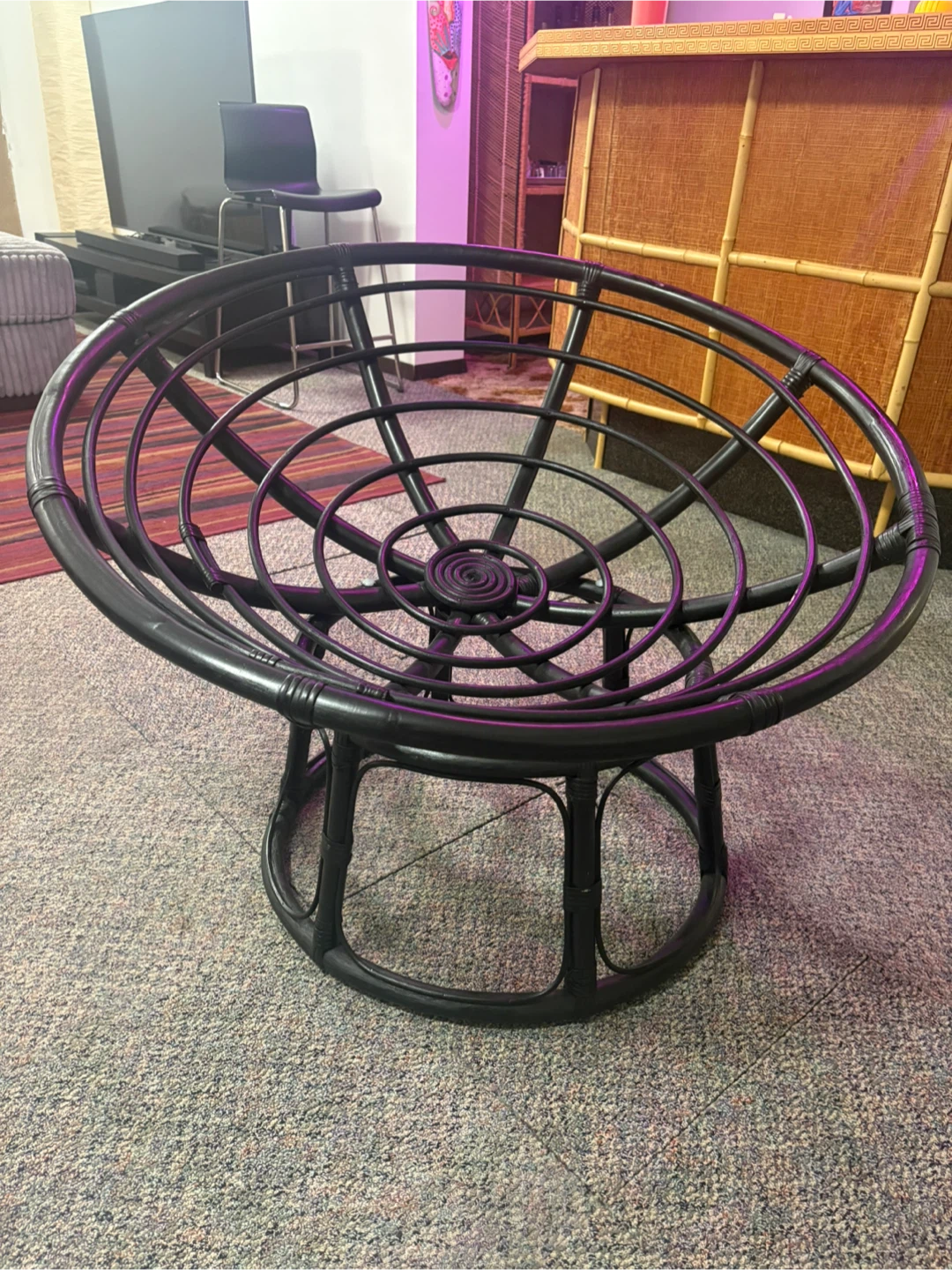 Black Rattan Papasan Chair Frame - photo 2