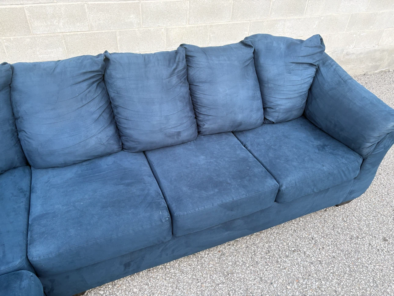 Blue Suede Sectional Sofa with Chaise - Delivery Available - photo 5