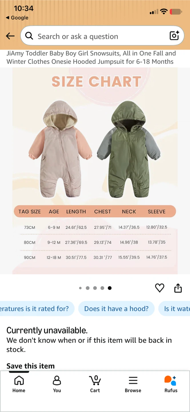 Baby Girl Snowsuits Fall Winter Onesie jumpsuit 9-12m - photo 2