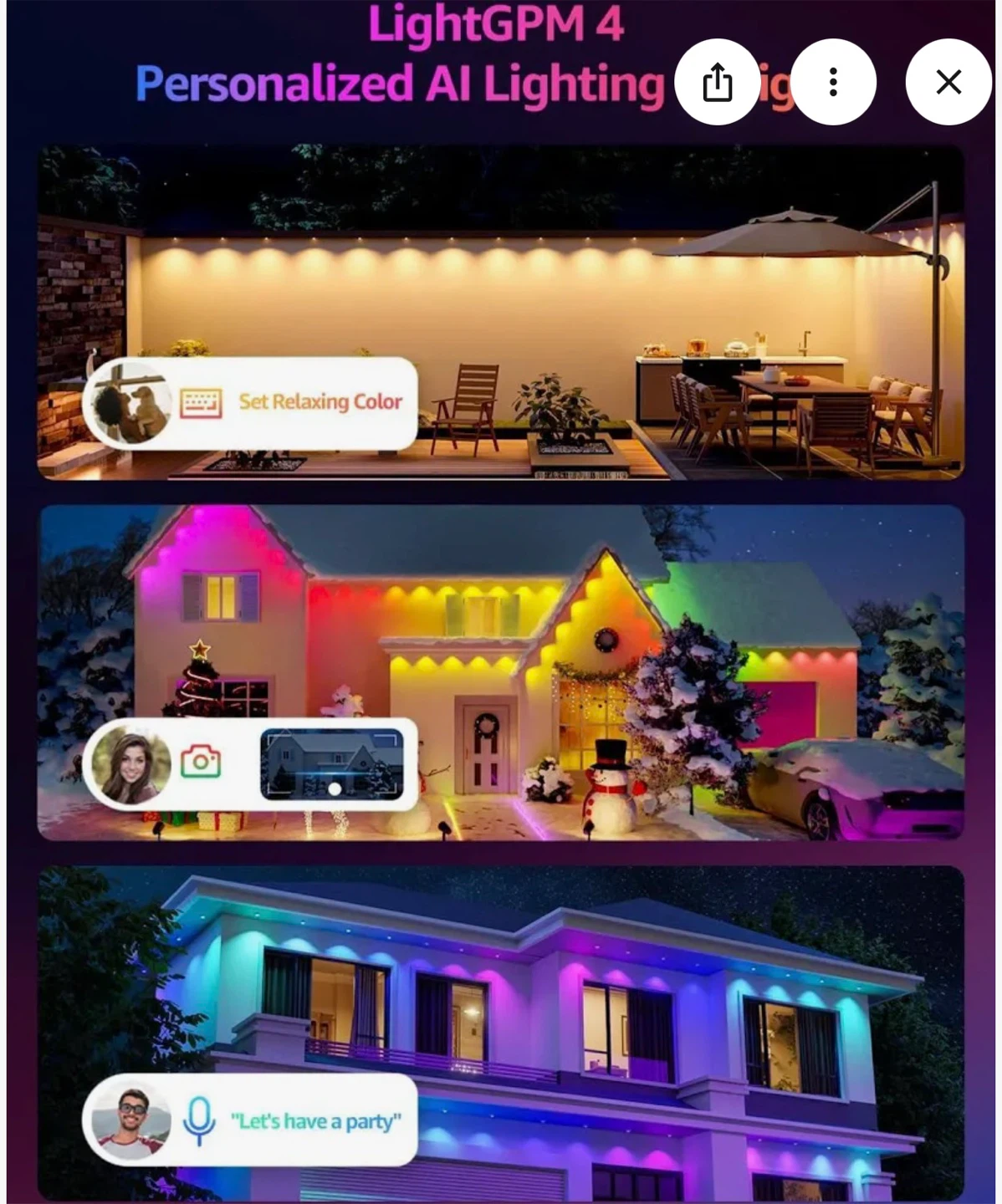 Lepro E1 AI Permanent Outdoor Lights APP Control, - photo 3