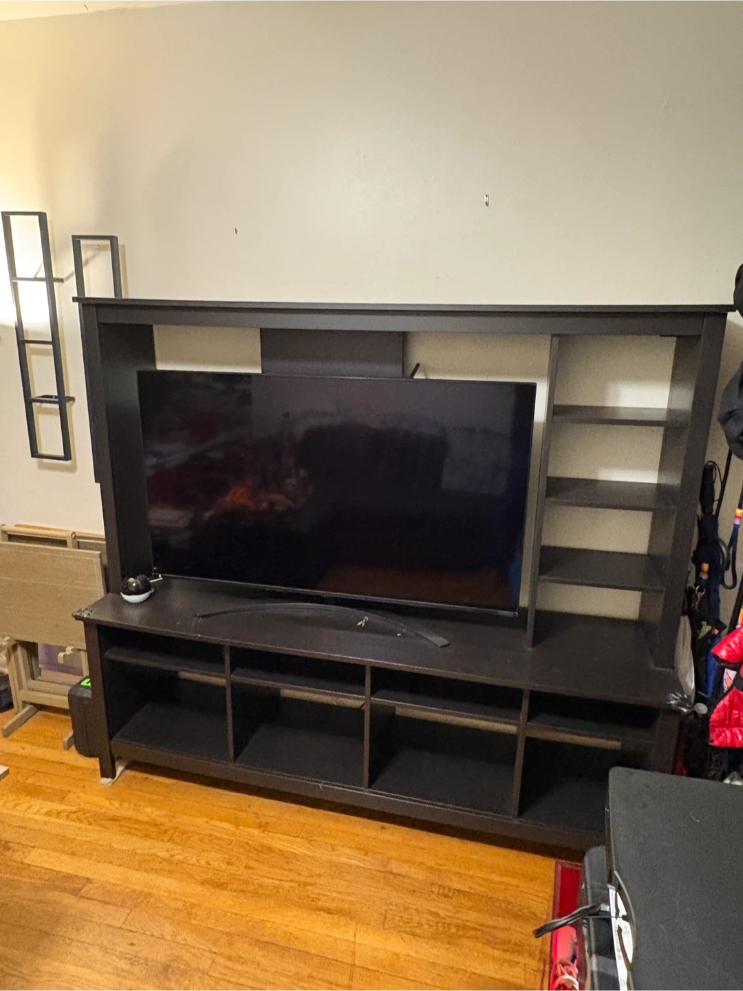Black Entertainment Center with Shelving