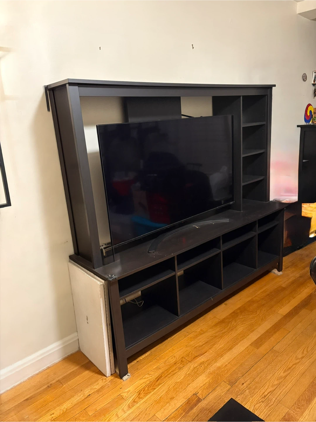 Black Entertainment Center with Shelving - photo 2