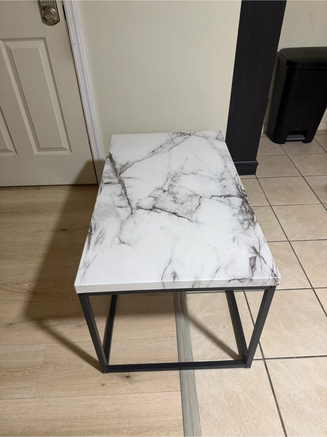 Modern Faux Marble Coffee Table – Black Metal Frame - photo 3