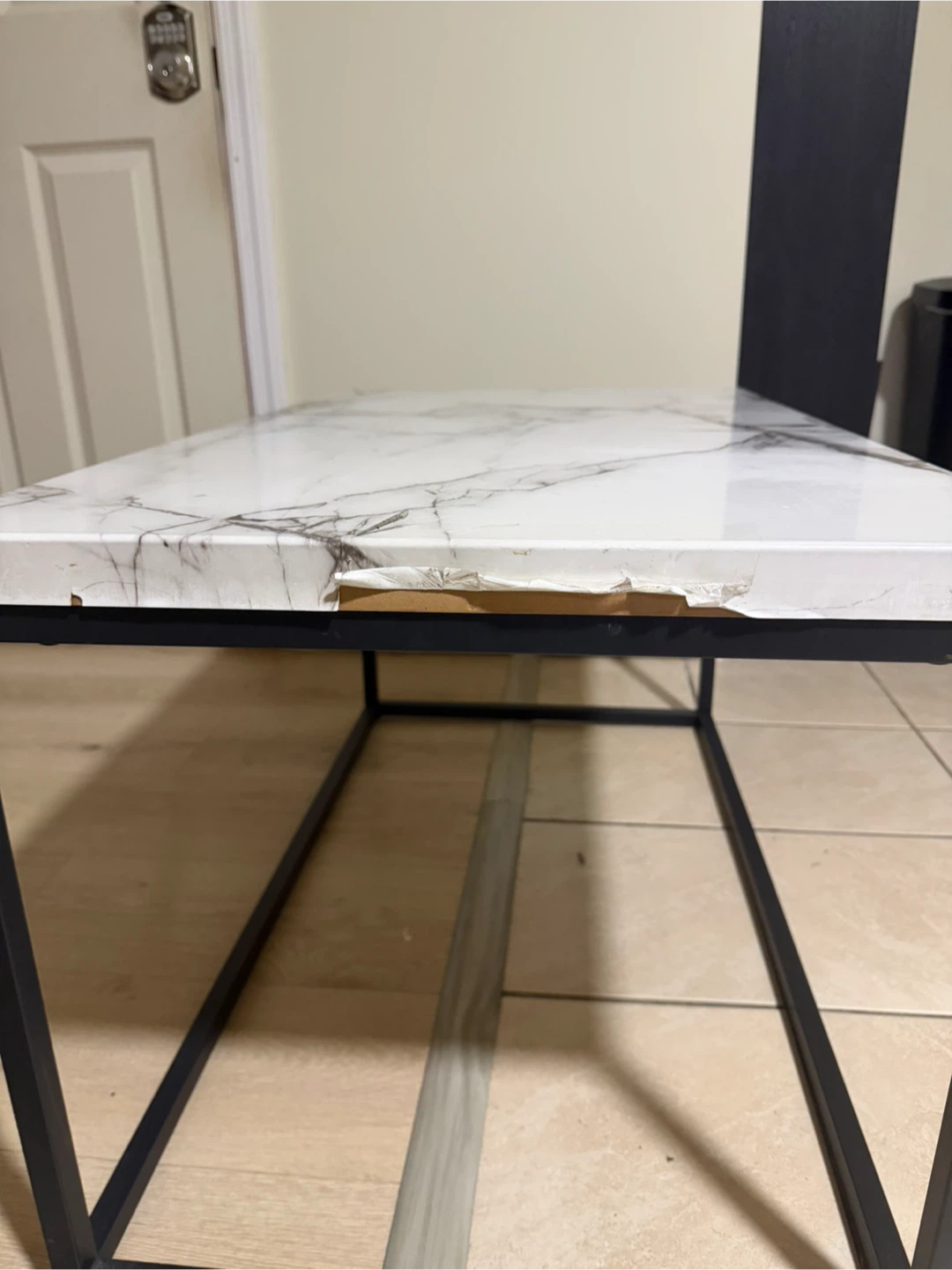 Modern Faux Marble Coffee Table – Black Metal Frame - photo 4