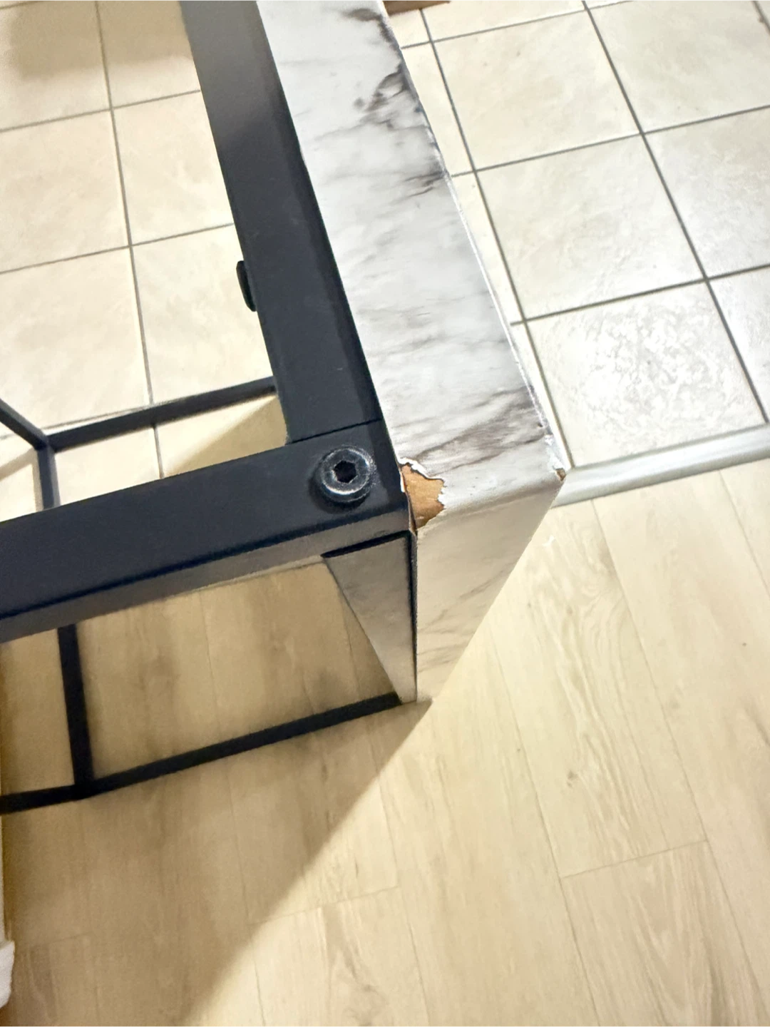 Modern Faux Marble Coffee Table – Black Metal Frame - photo 5