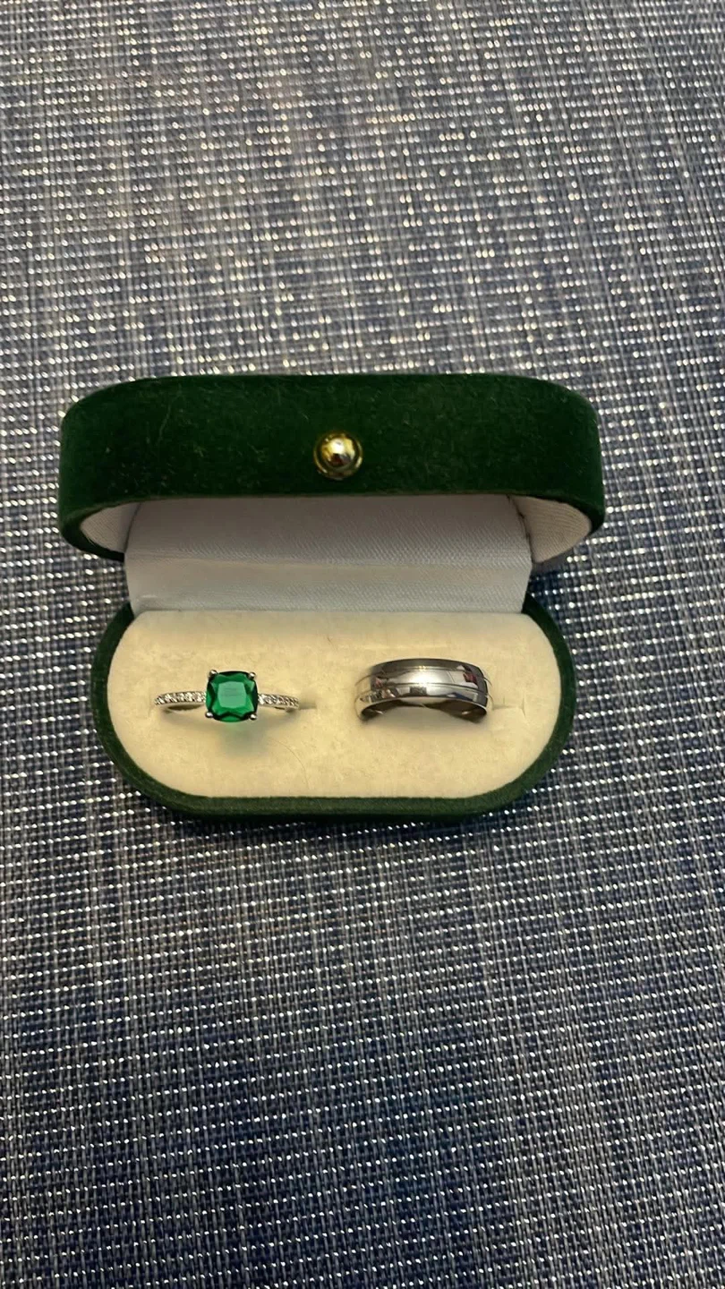 Two-Piece Ring Set with Emerald-Cut Stone