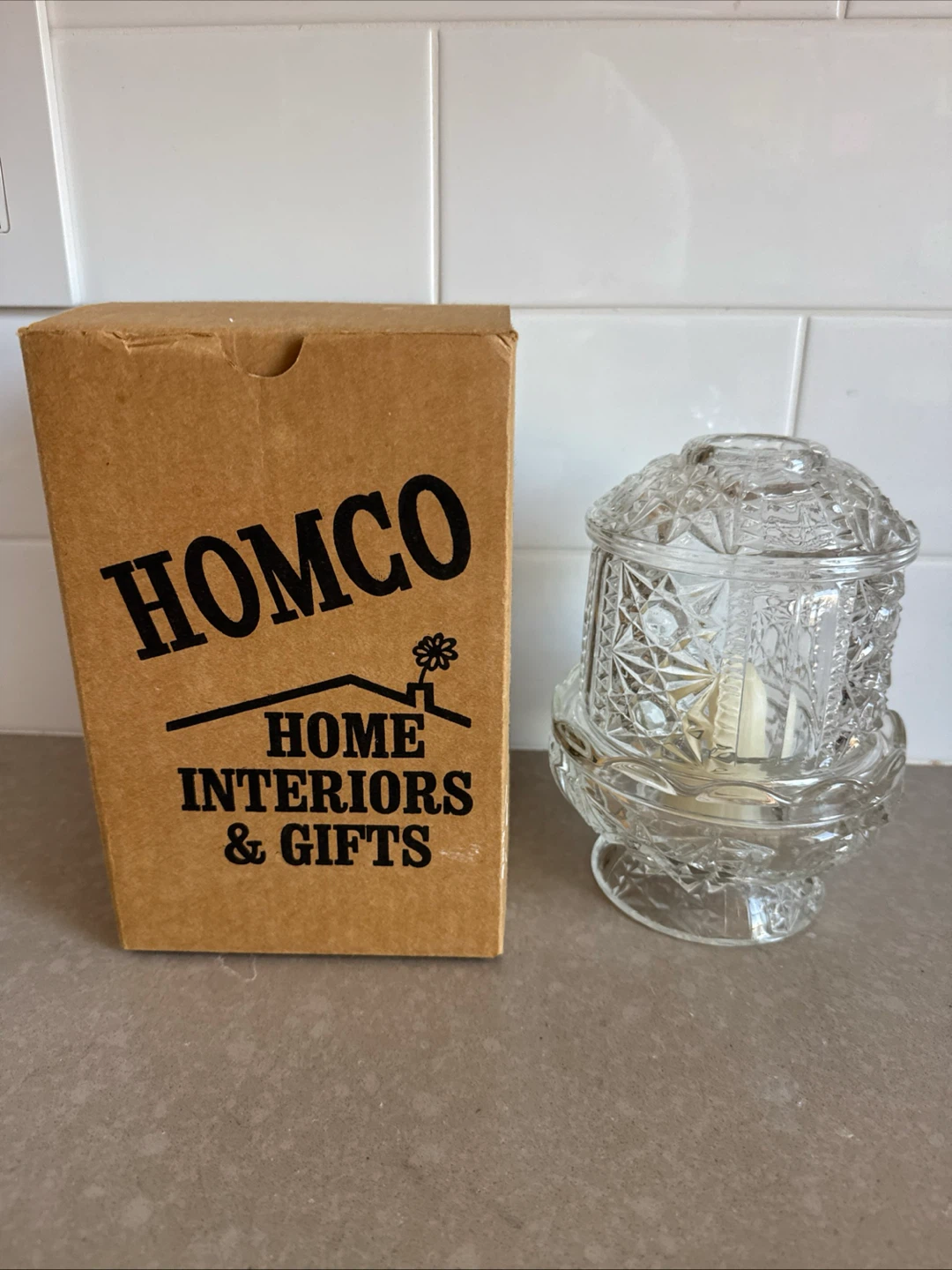 Homco Crystal Candle Holder