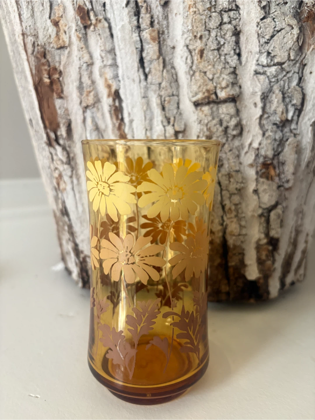 Amber Daisy Glass Tumbler - photo 3