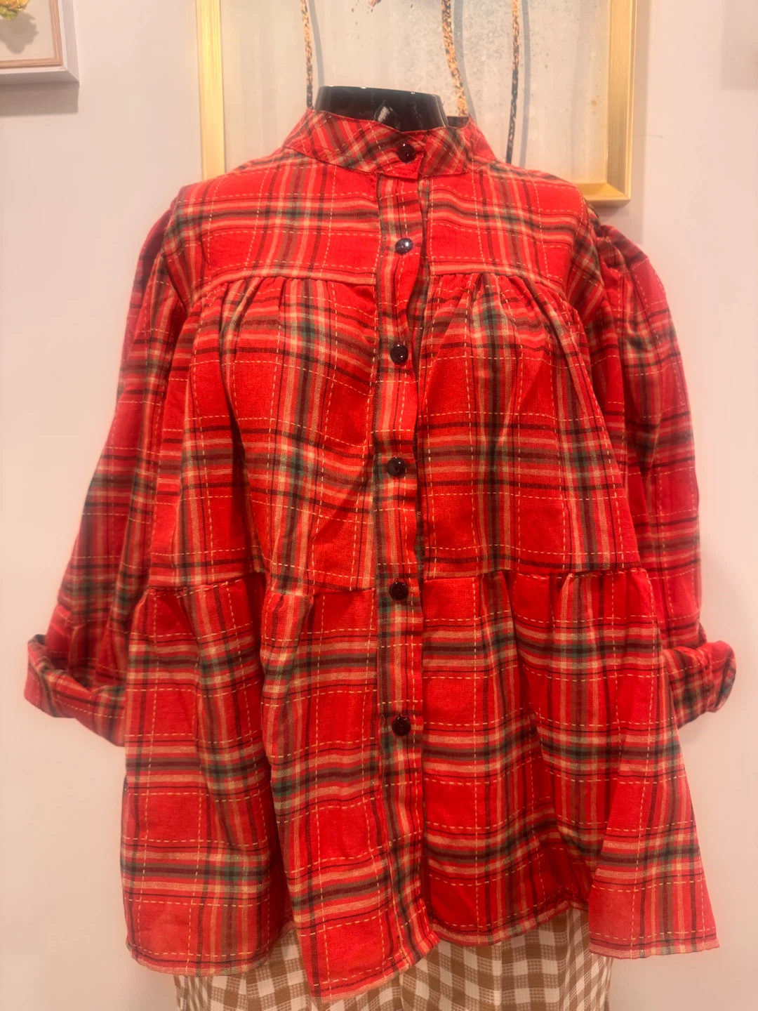 Collared Plaid Button-Down Shirt
