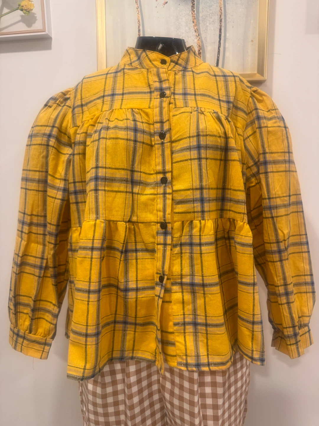 Collared Plaid Button-Down Shirt - photo 2