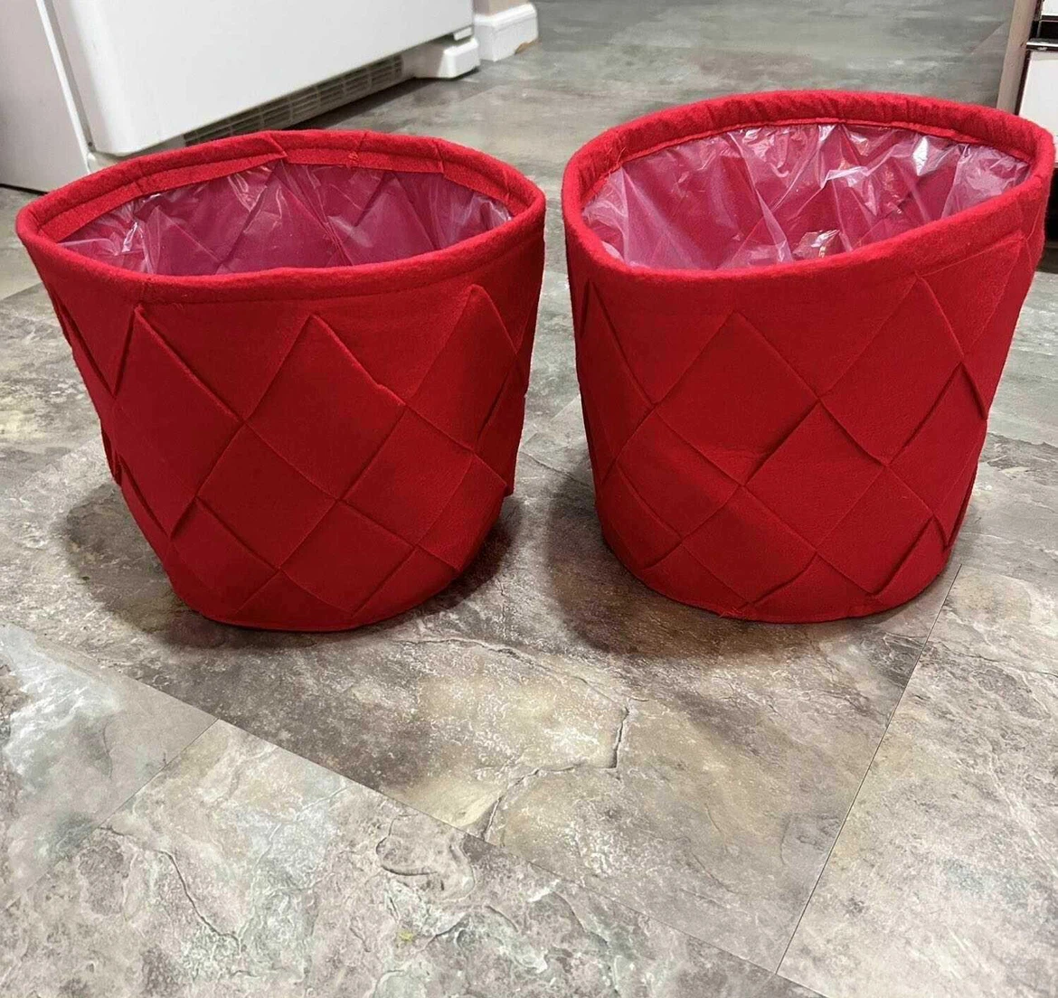 2 NEW lined felt planters or storage baskets