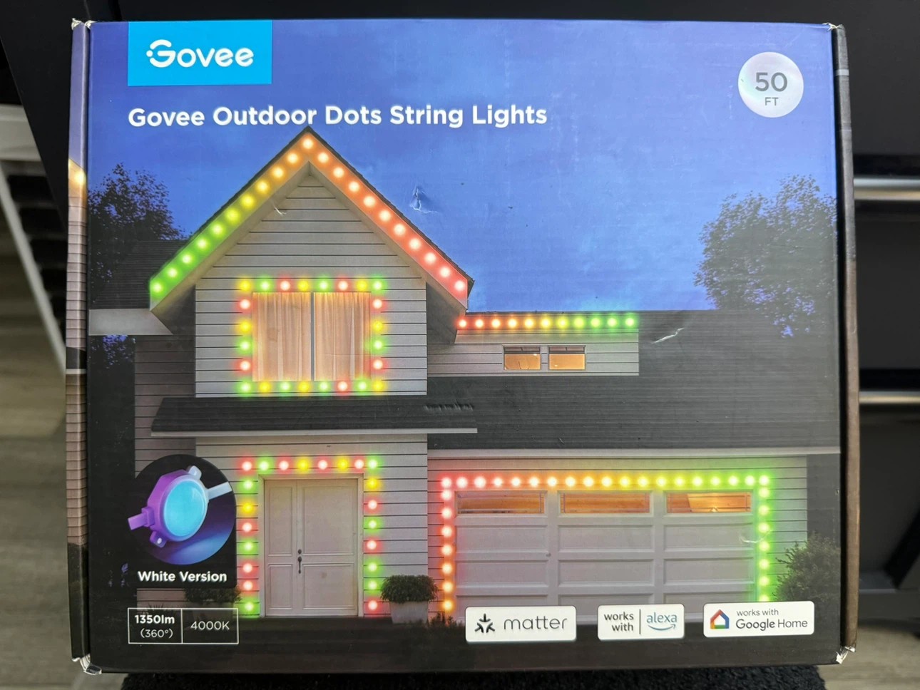 Govee Outdoor Dots String Lights, 50ft with 45 Smart RGBIC LED - photo 4