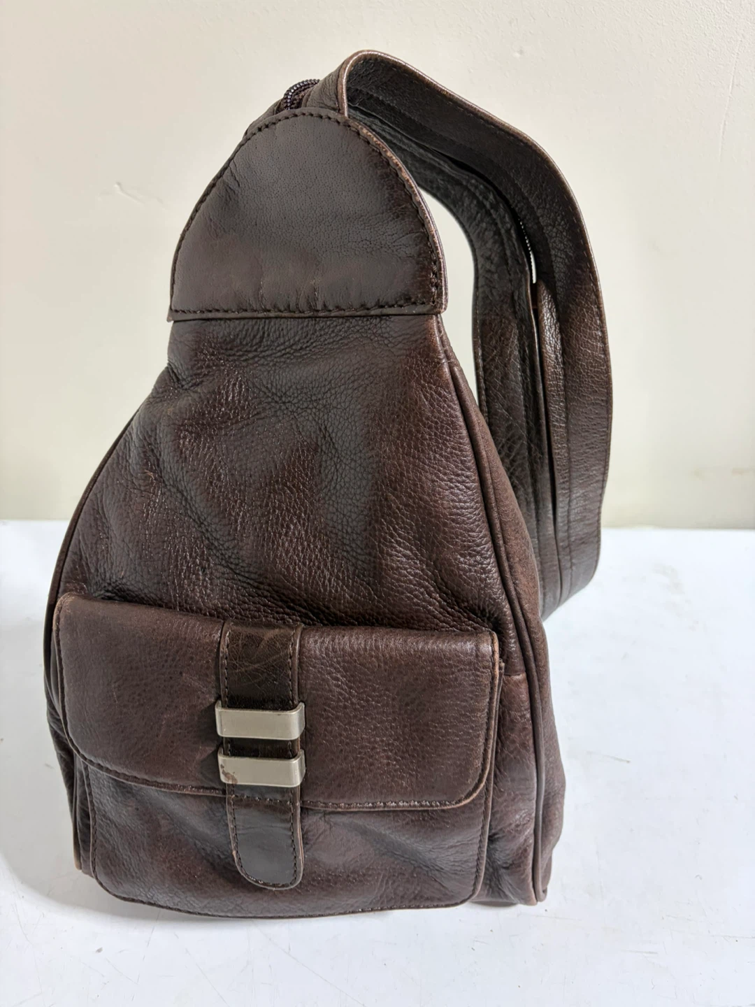 Transit Brown Leather Sling Backpack