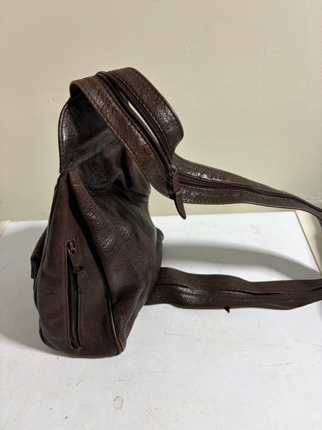 Transit Brown Leather Sling Backpack - photo 3