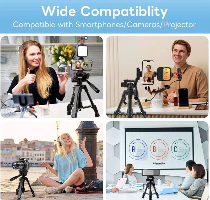 Tripod Vlogging Kit with Rechargeable LED Light - photo 5