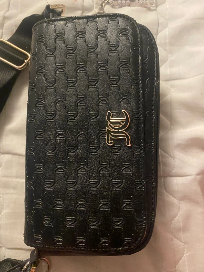 Juicy Couture black crossbody bag + strawberry coin purse