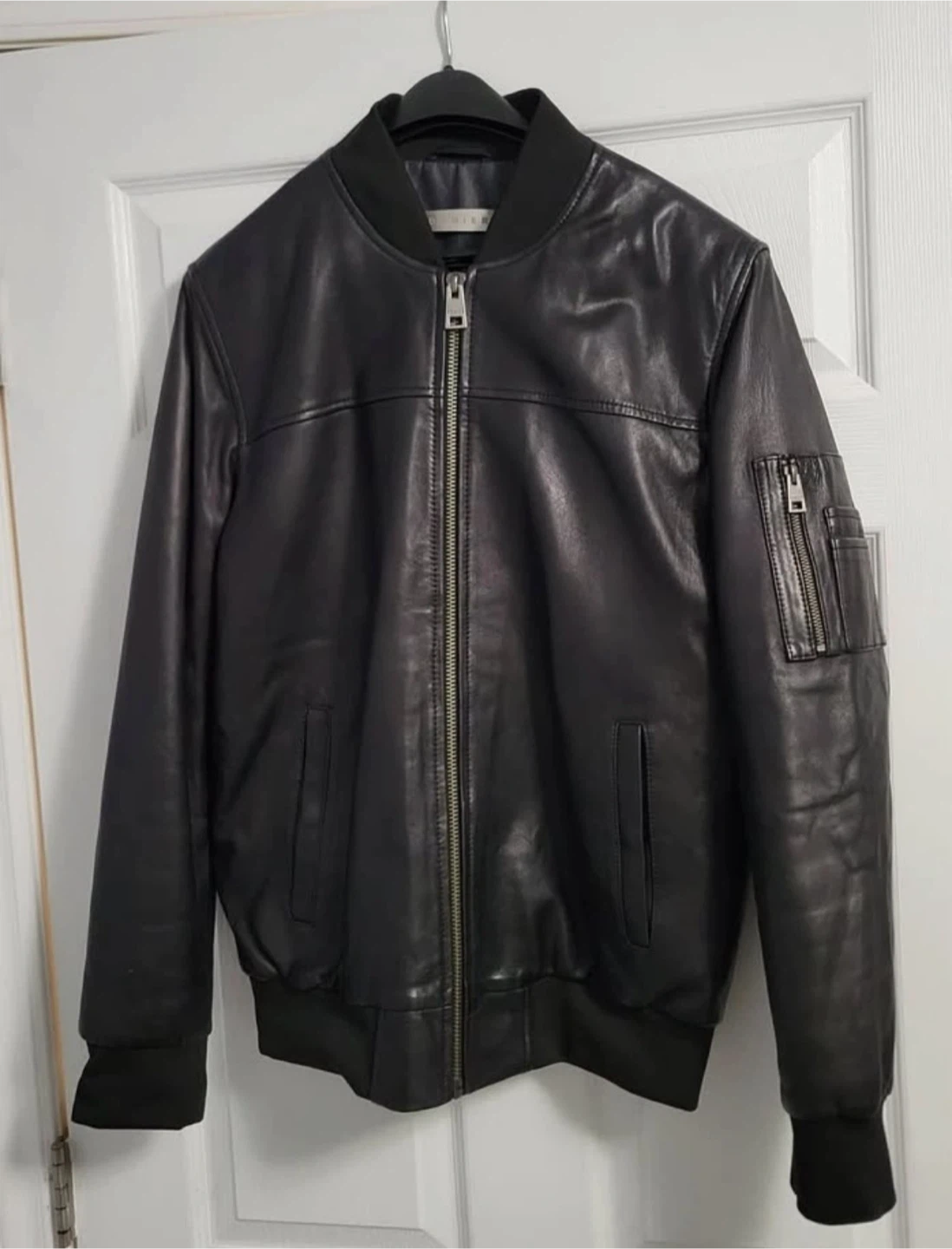 Danier Black Leather Bomber Jacket- Size M