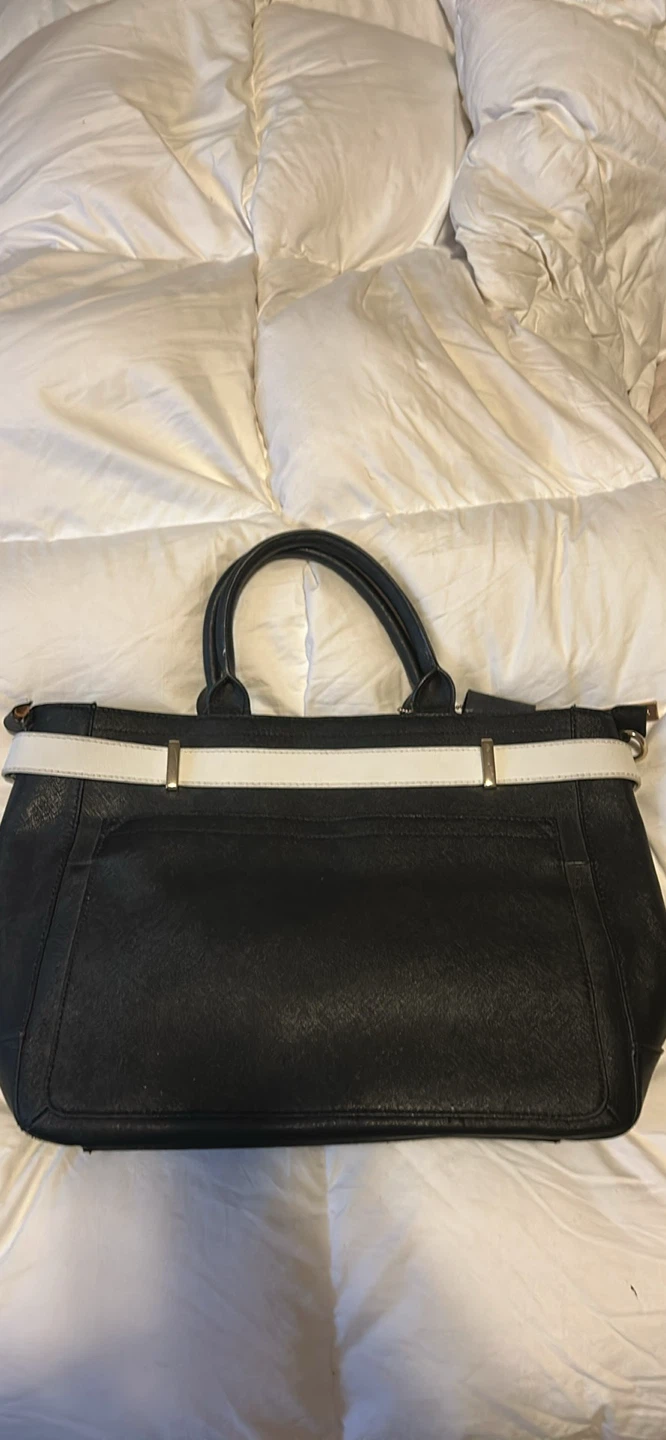 Vintage Danier Black and White Satchel Handbag