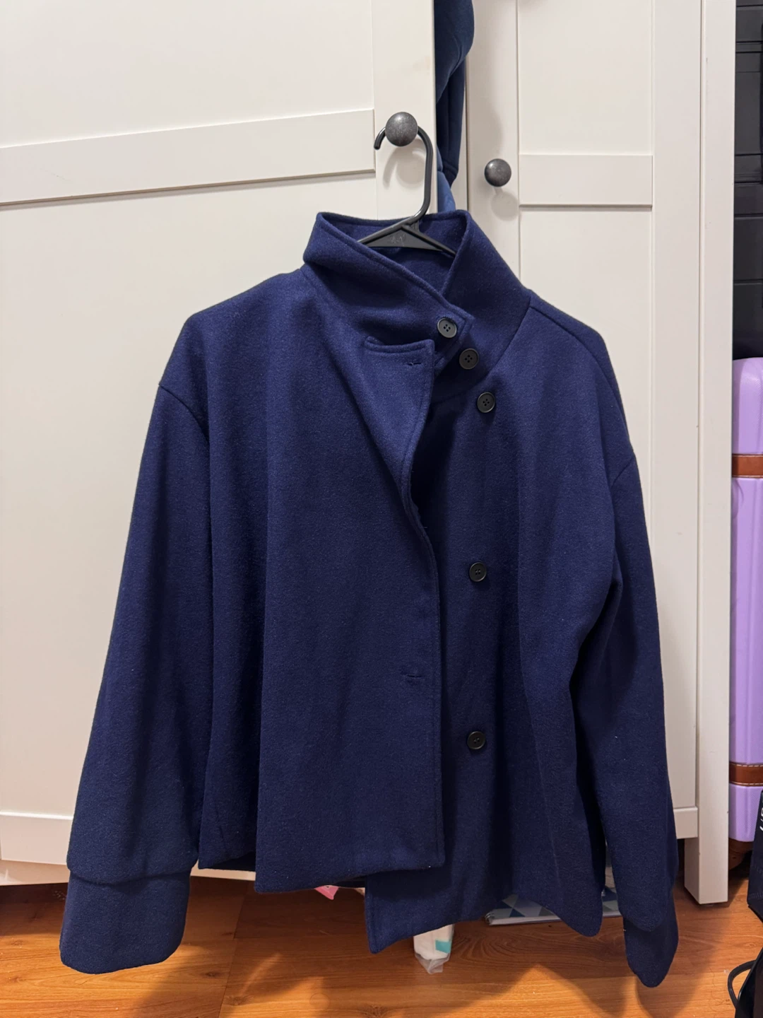 Navy Blue Wool-Blend Jacket