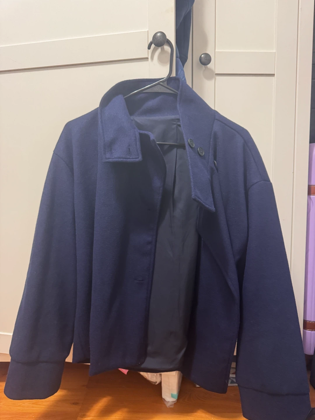 Navy Blue Wool-Blend Jacket - photo 2