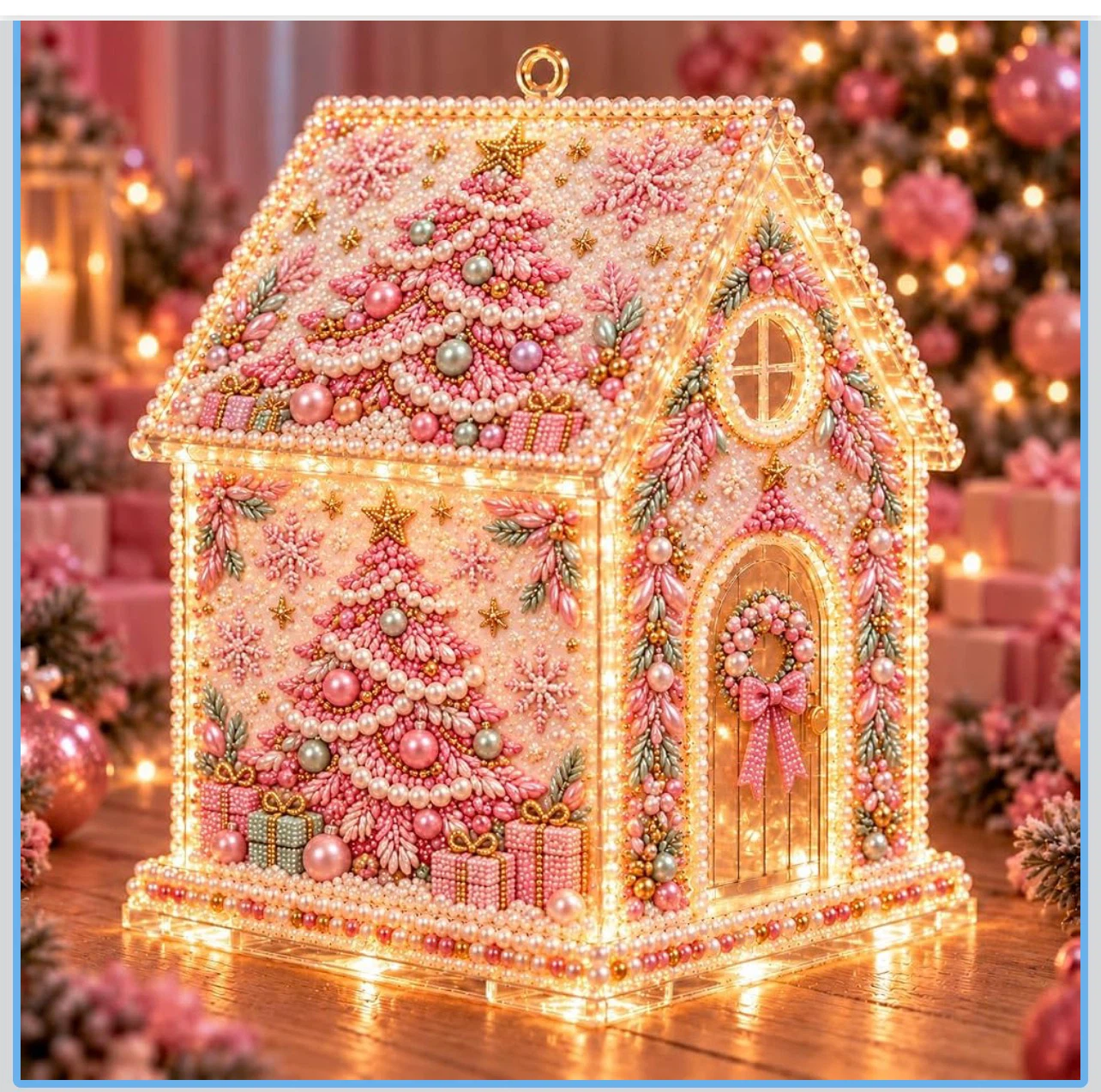 3D Pearl Diamond Art Holiday House DIY Kit