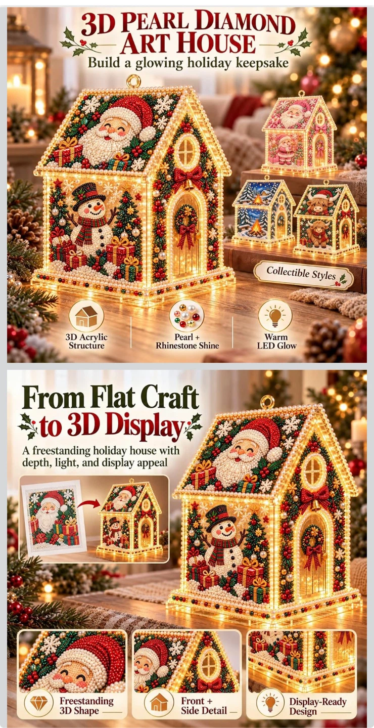 3D Pearl Diamond Art Holiday House DIY Kit - photo 2