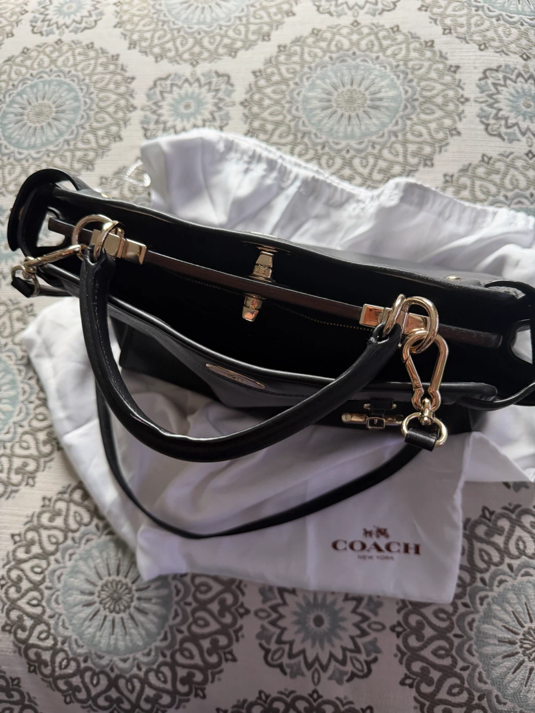 Authentic Black Coach Leather Handbag