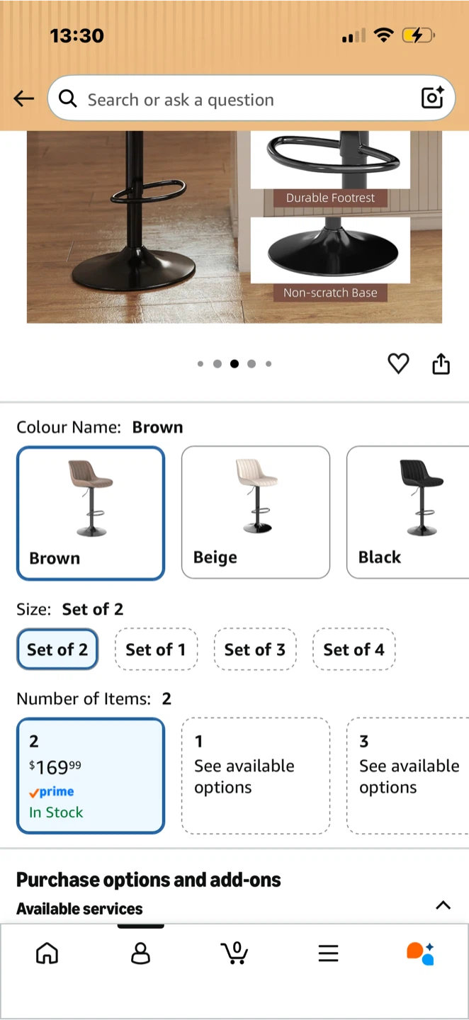 Adjustable Faux Leather Bar Stools Set of 2