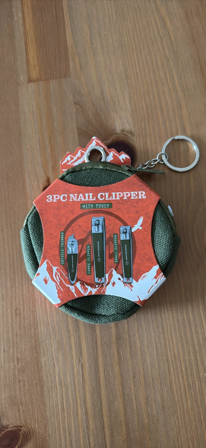 White Mountain 3-Piece Nail Clipper Set with Pouch