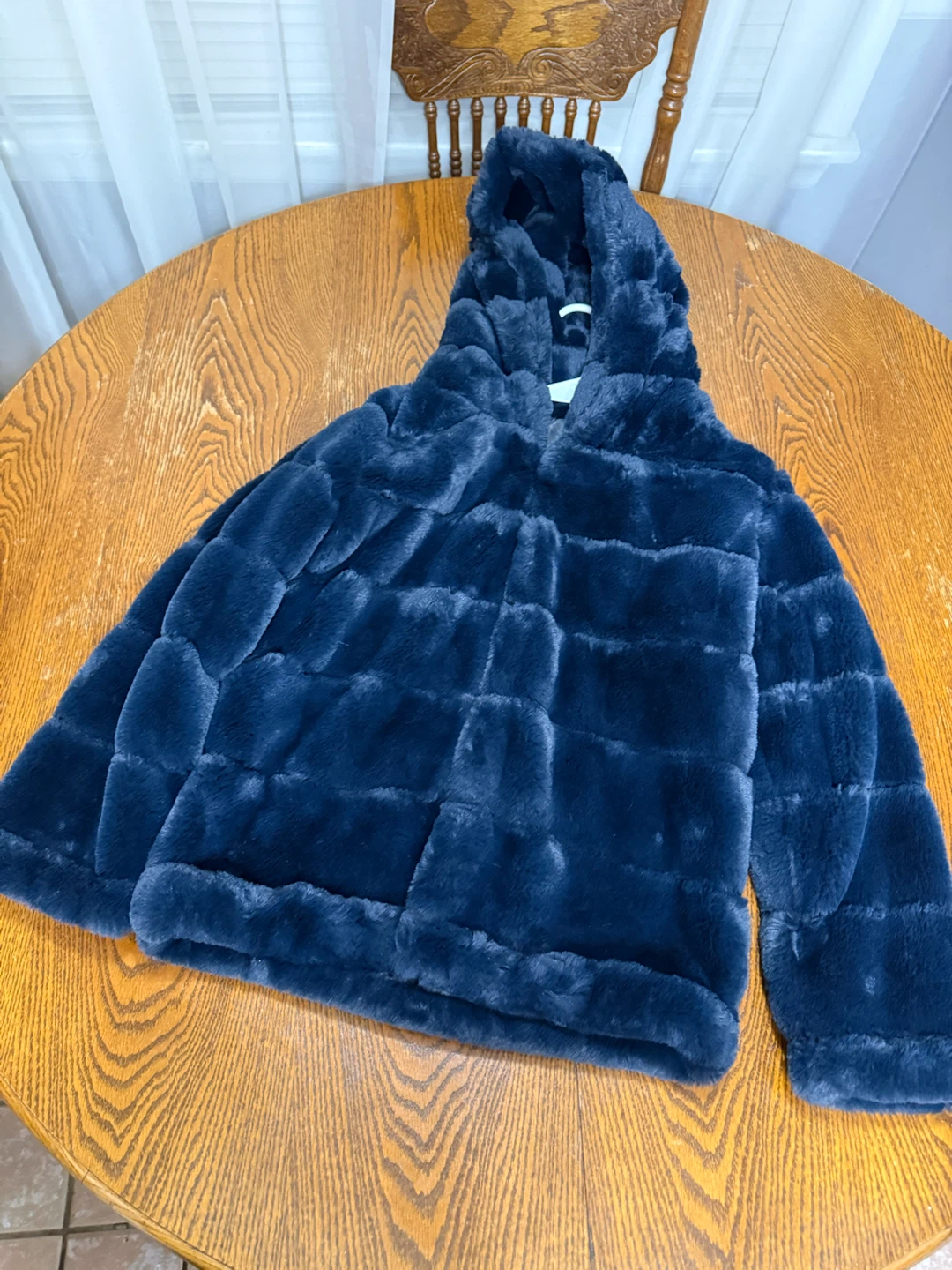 Blue Faux Fur Hooded Jacket