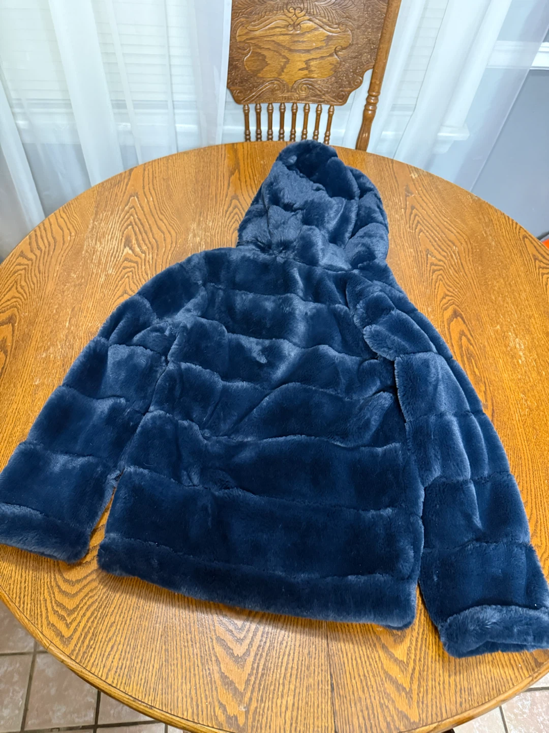 Blue Faux Fur Hooded Jacket - photo 2