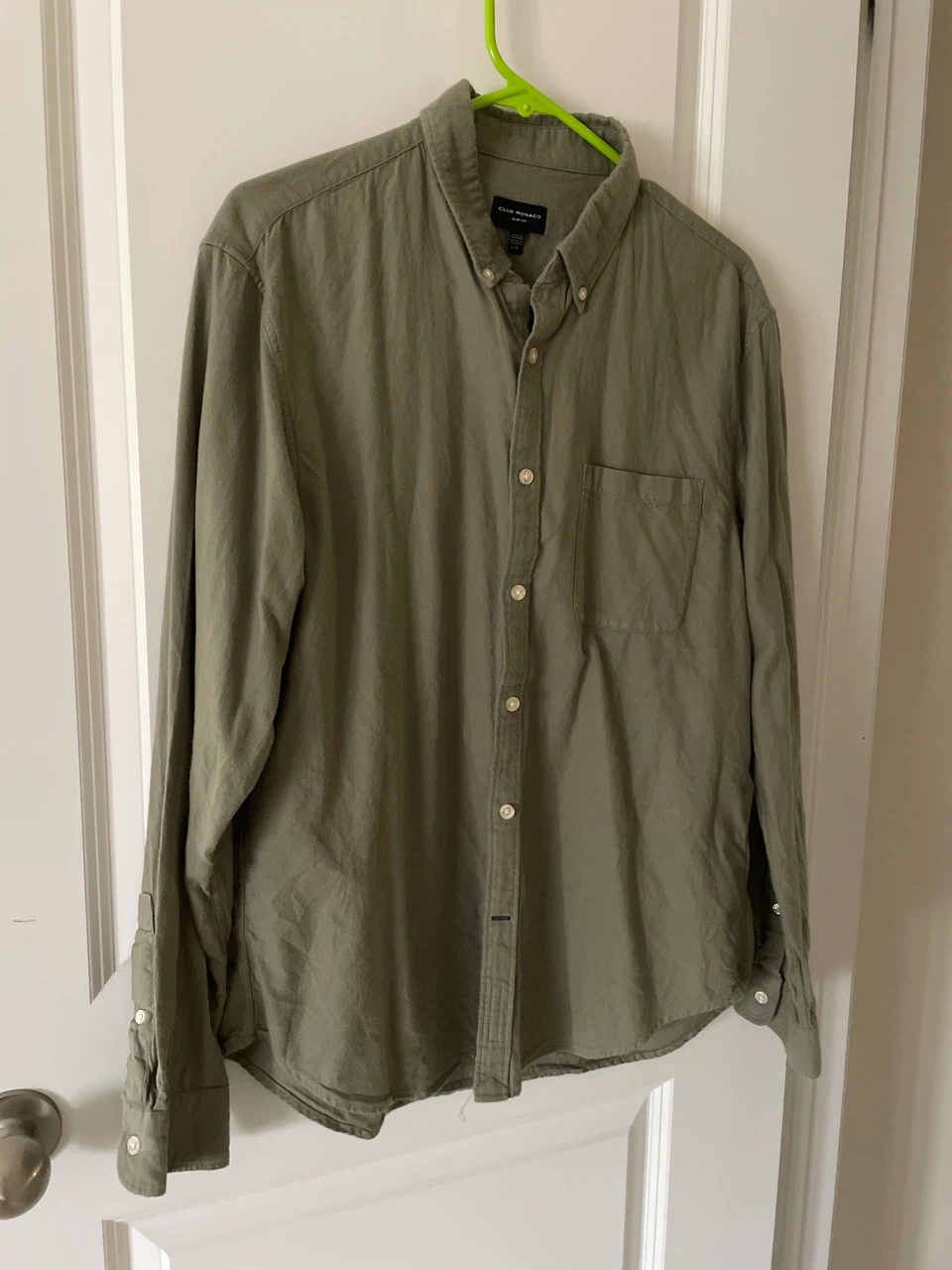 Club Monaco Olive Green Slim Fit Shirt