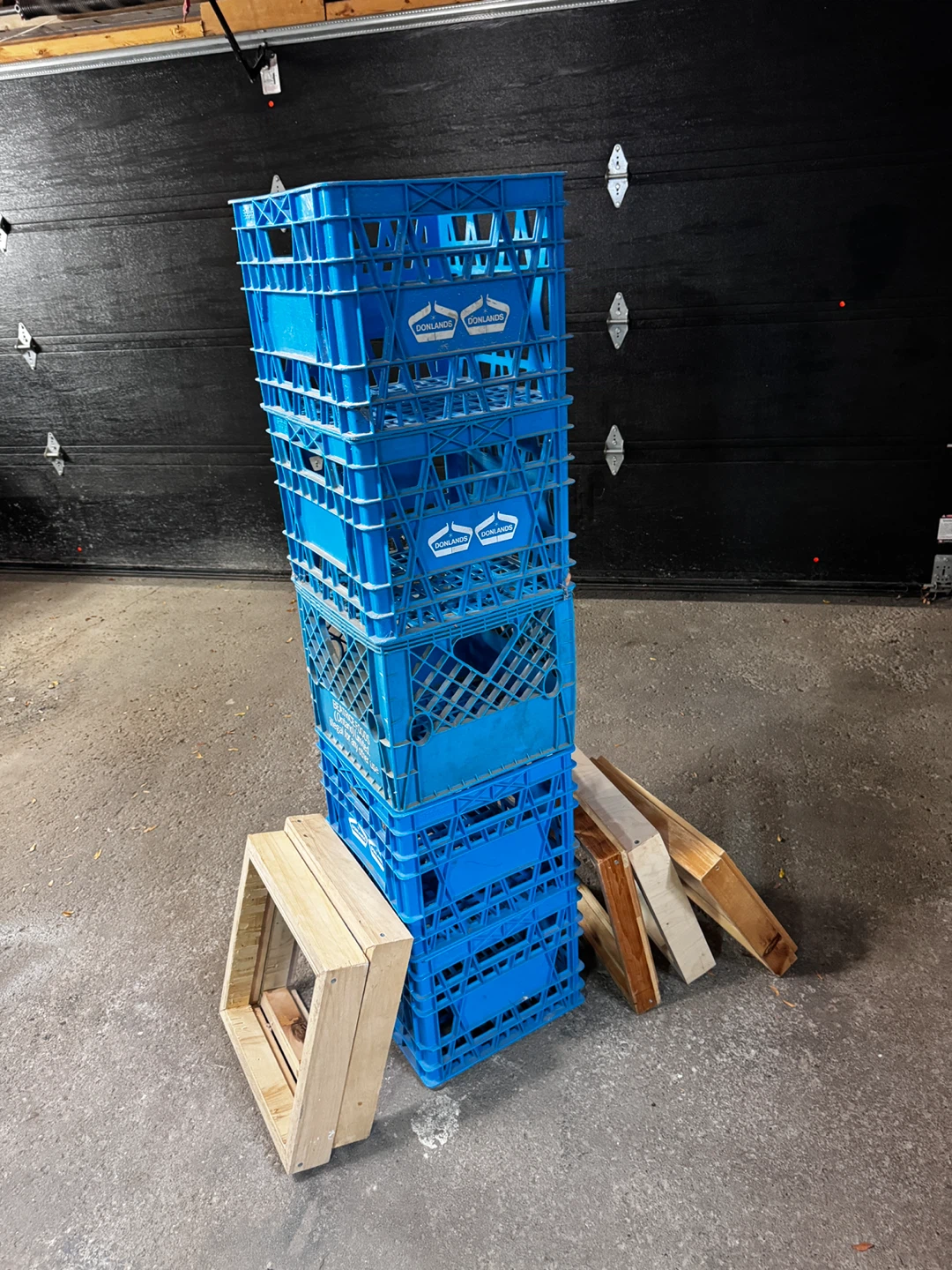 5 milk/record crates with wooden collars. - photo 2
