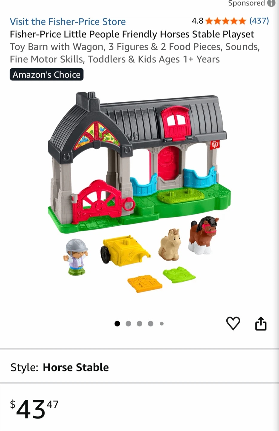 Fisher-Price Little People Friendly Horses Stable Playset - photo 2